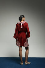 [Pre - Order] PURANA RUFFLE MINI DRESS TROPIPELAGO JAPAN WAVE BATIK - MAROON