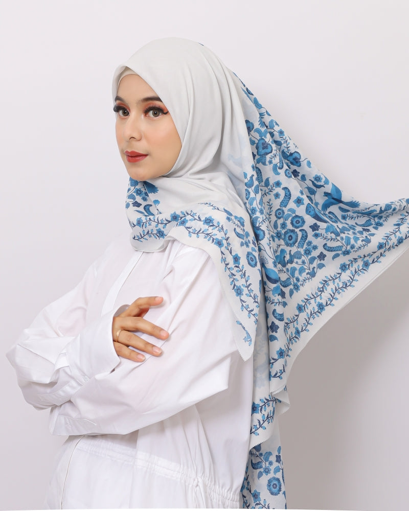 PURANA SCARF TROPIPELAGO BIRDS - OFF WHITE