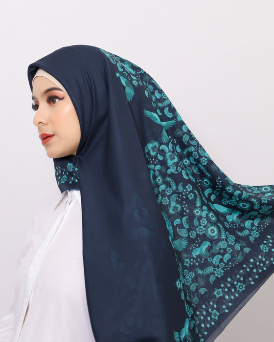 PURANA SCARF TROPIPELAGO BIRDS - NAVY