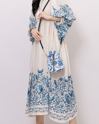 PURANA TAS / BUCKET BAG TROPIPELAGO BIRDS - OFF WHITE