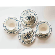 PURANA HOME CAFE COFFEE OR TEA SET 4 Pcs BIRDS OF PARADISE - OFF WHITE