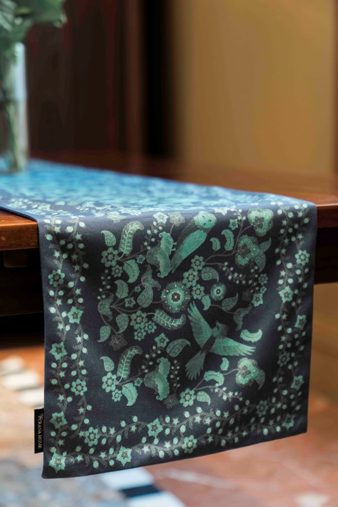 PURANA HOME BED / TABLE RUNNER 150 CM BIRDS OF PARADISE - NAVY