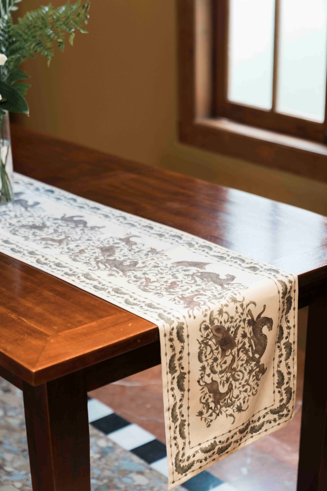 PURANA HOME BED / TABLE RUNNER 150 CM JUNGLE JEWEL - TOFU