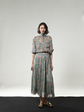 REGAL BLOOM LONGSLEEVE SHEER SHIRT BAKUNG JACQUARD SAGE