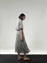 REGAL BLOOM LONGSLEEVE SHEER SHIRT BAKUNG JACQUARD SAGE