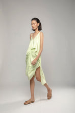 PURANA BASIC TWIST FRONT MIDI DRESS - LIME