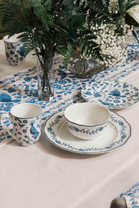 PURANA HOME DINNER SET OF 8 PCS BIRDS OF PARADISE - OFF WHITE