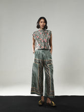 REGAL BLOOM BOW COLLAR SHIRT BAKUNG JACQUARD SAGE