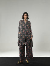 REGAL BLOOM SHEER BLOUSE BAKUNG JACQUARD NAVY