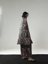 REGAL BLOOM SHEER BLOUSE BAKUNG JACQUARD NAVY