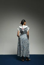 PURANA FULL MAXI LAPEL LONG DRESS TROPIPELAGO BIRDS - OFF WHITE