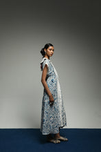 PURANA FULL MAXI LAPEL LONG DRESS TROPIPELAGO BIRDS - OFF WHITE