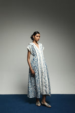 PURANA FULL MAXI LAPEL LONG DRESS TROPIPELAGO BIRDS - OFF WHITE