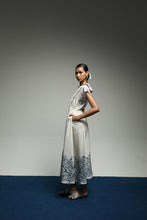 PURANA MAXI LAPEL LONG DRESS TROPIPELAGO BIRDS - OFF WHITE