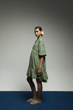 [Pre - Order] PURANA RUFFLE SMOCK MINI DRESS TROPIPELAGO BIRDS - OLIVE