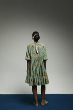 [Pre - Order] PURANA RUFFLE SMOCK MINI DRESS TROPIPELAGO BIRDS - OLIVE