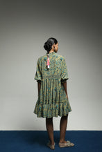 [Pre - Order] PURANA RUFFLE SMOCK MINI DRESS TROPIPELAGO BIRDS - OLIVE