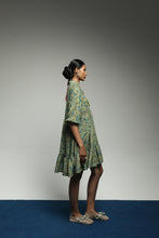 [Pre - Order] PURANA RUFFLE SMOCK MINI DRESS TROPIPELAGO BIRDS - OLIVE