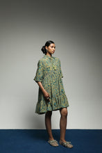 [Pre - Order] PURANA RUFFLE SMOCK MINI DRESS TROPIPELAGO BIRDS - OLIVE