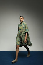 [Pre - Order] PURANA RUFFLE SMOCK MINI DRESS TROPIPELAGO BIRDS - OLIVE