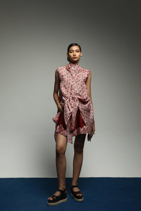 PURANA  HALTER TOP TROPIPELAGO JAPAN WAVE BATIK -  MAROON