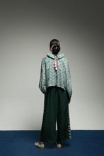 PURANA RUFFLE NECK TOP TROPIPELAGO JAPAN WAVE BATIK -  EMERALD