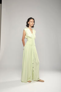 Basic Ruched Maxi Dress Lime