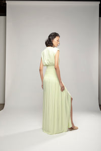 Basic Ruched Maxi Dress Lime