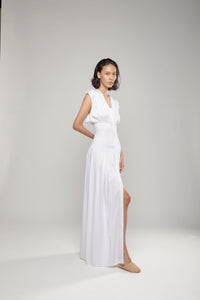 Basic Ruched Maxi Dress White